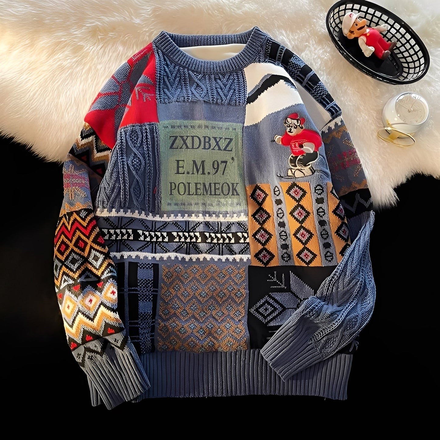 Charles - Stylowy, luźno dziany świąteczny sweterek dla kobiet