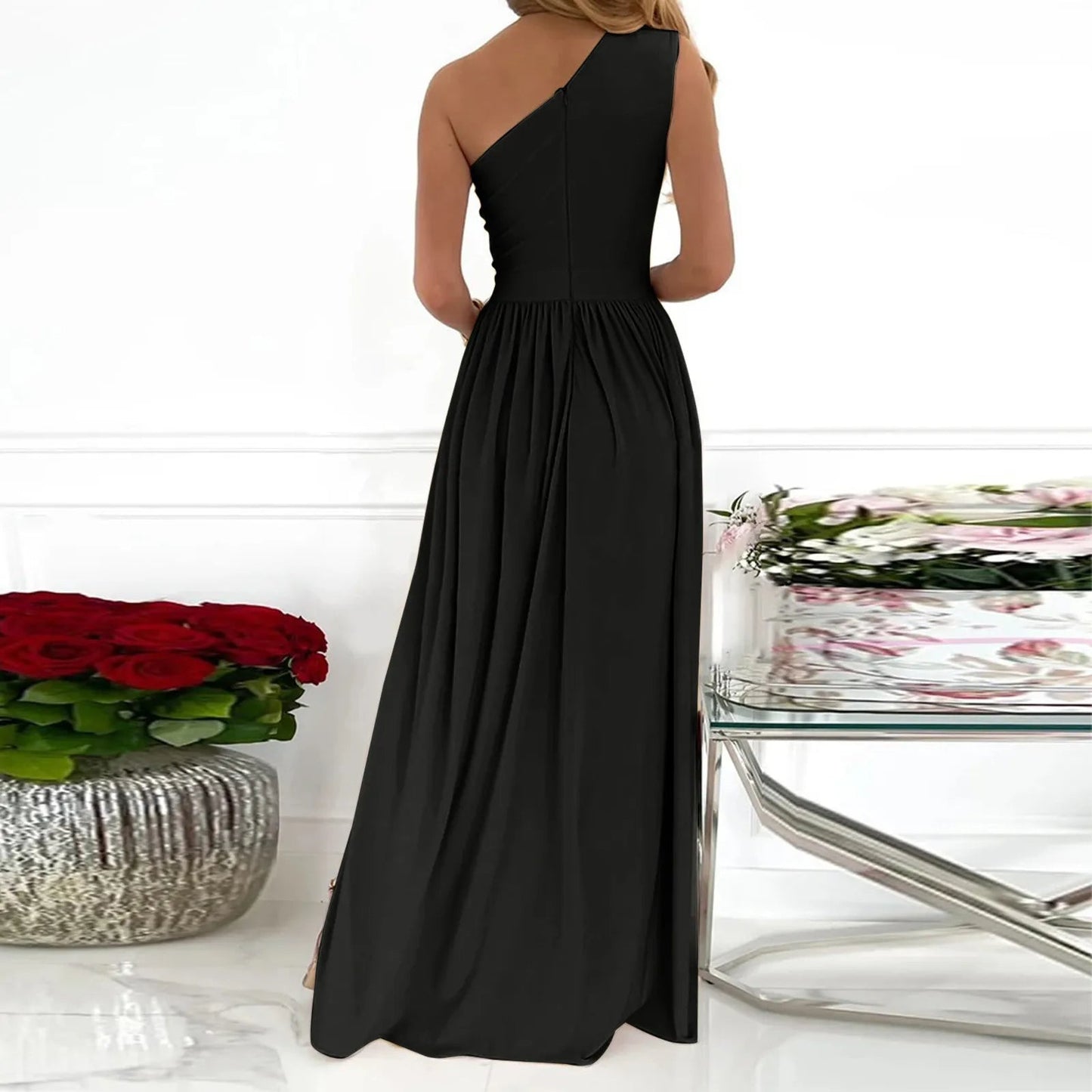 Iredessa - Elegancka suknia wieczorowa na jedno ramię z rozcięciem