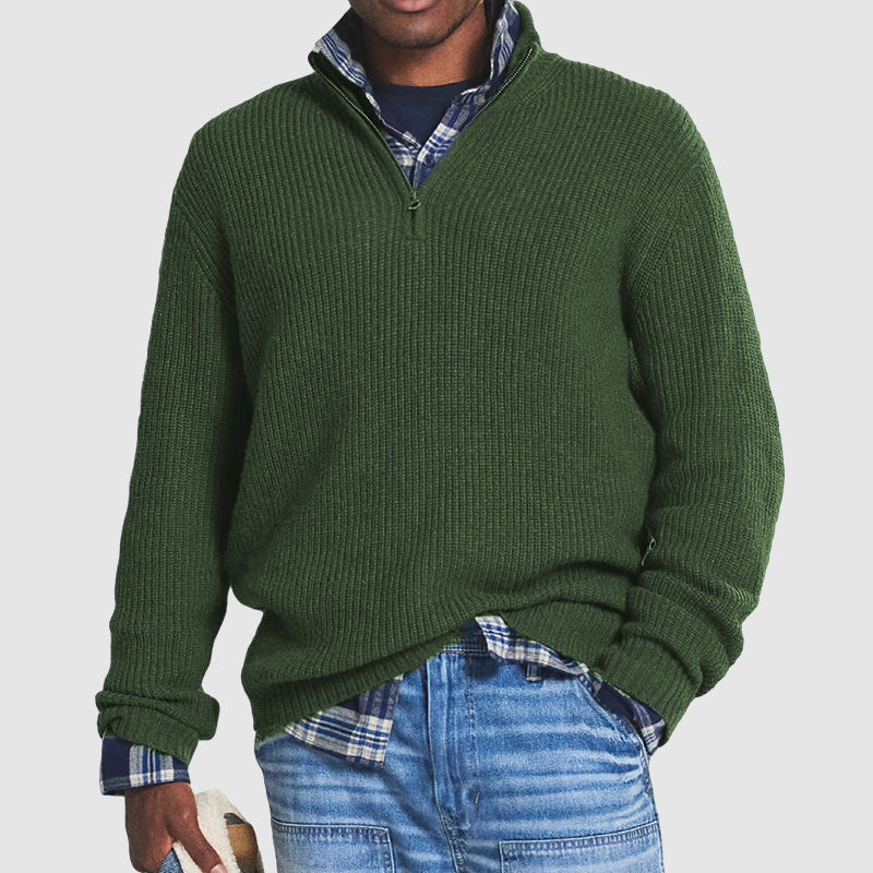 Constantine - męski kaszmirowy sweter business casual z zamkiem błyskawicznym