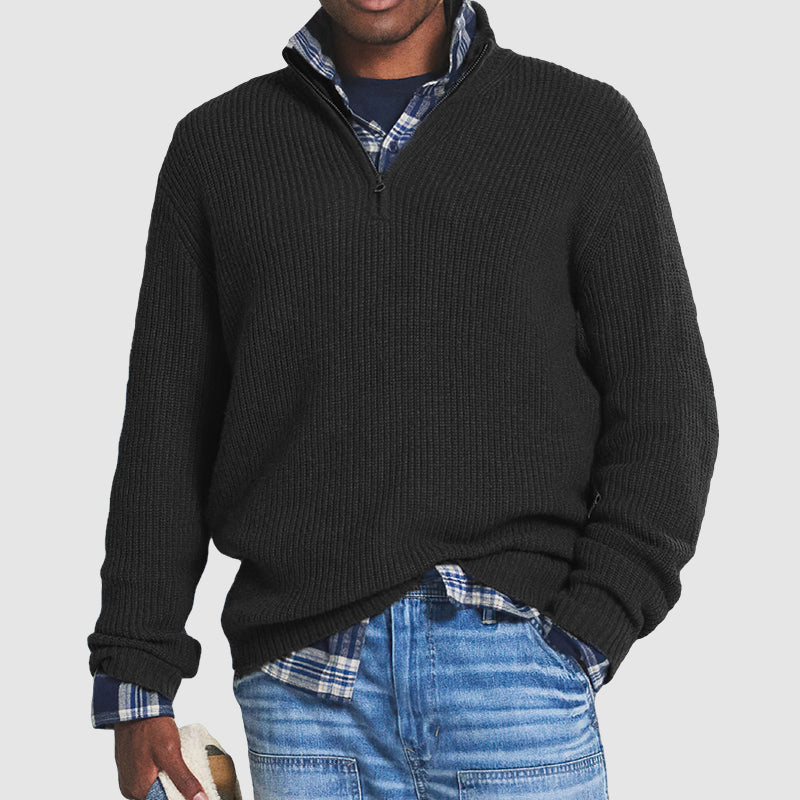 Constantine - męski kaszmirowy sweter business casual z zamkiem błyskawicznym