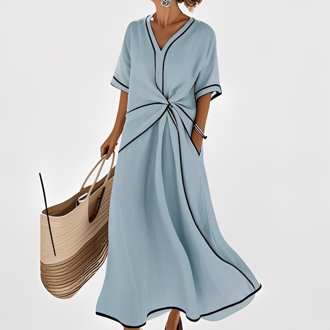 Thérèse – Sukienka elegancka w paski luźna dla kobiet