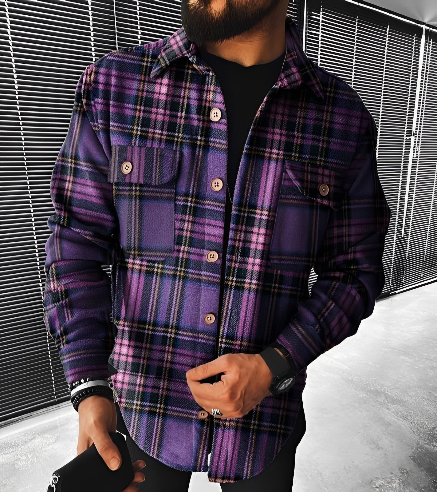 Eugene - Stylowa kraciasta koszula z długim rękawem dla mężczyzn