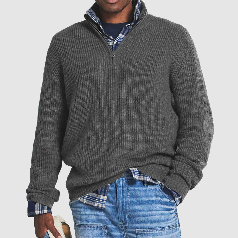 Constantine - męski kaszmirowy sweter business casual z zamkiem błyskawicznym