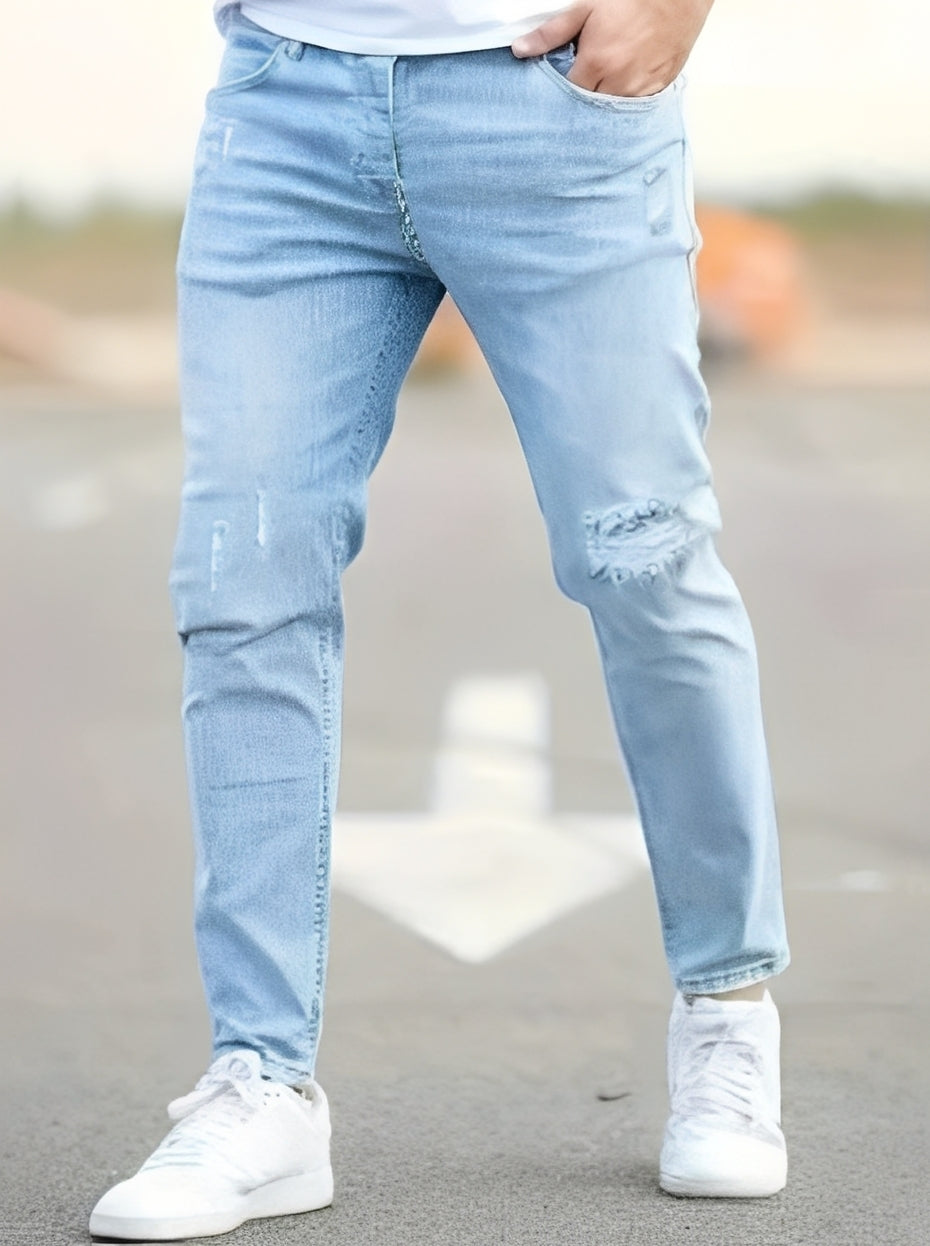 Jenson - Stylowe Skinny Jeans z Przetarciami dla Mężczyzn
