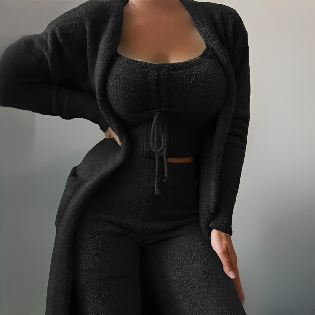 Hilda - Zestaw wygodna piżama 3 części dla kobiet