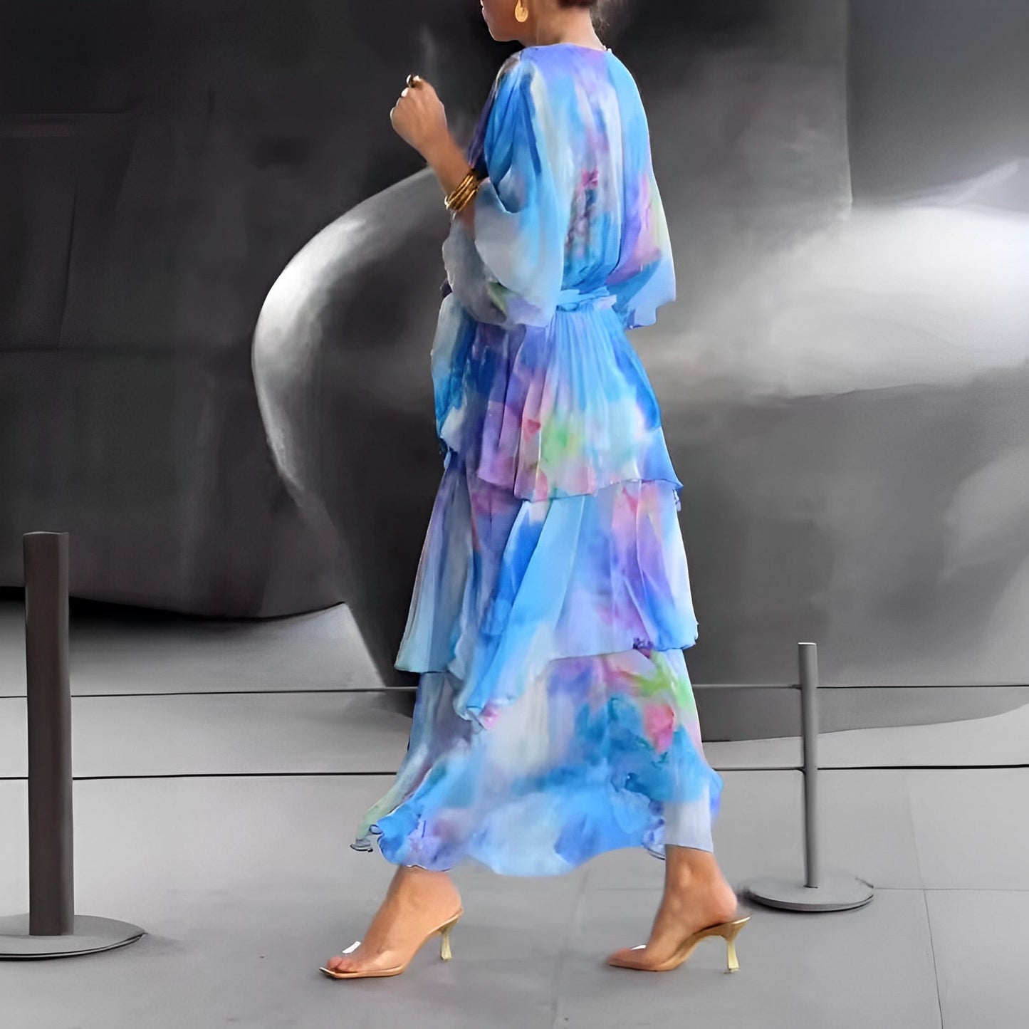 Felisha - Elegancka długa sukienka z nadrukiem