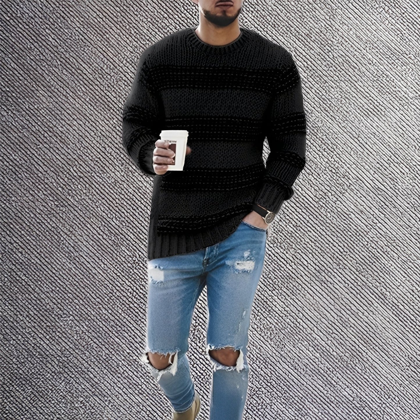 Ronnie - Luźny pasiasty sweter dla mężczyzn