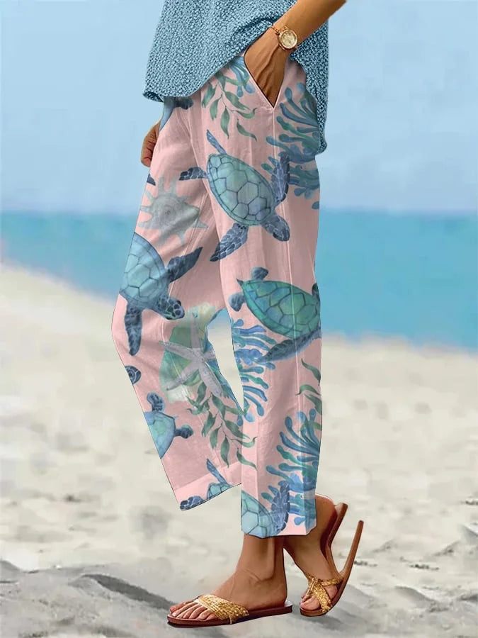 Sandra - Luźne luźne spodnie plażowe dla kobiet