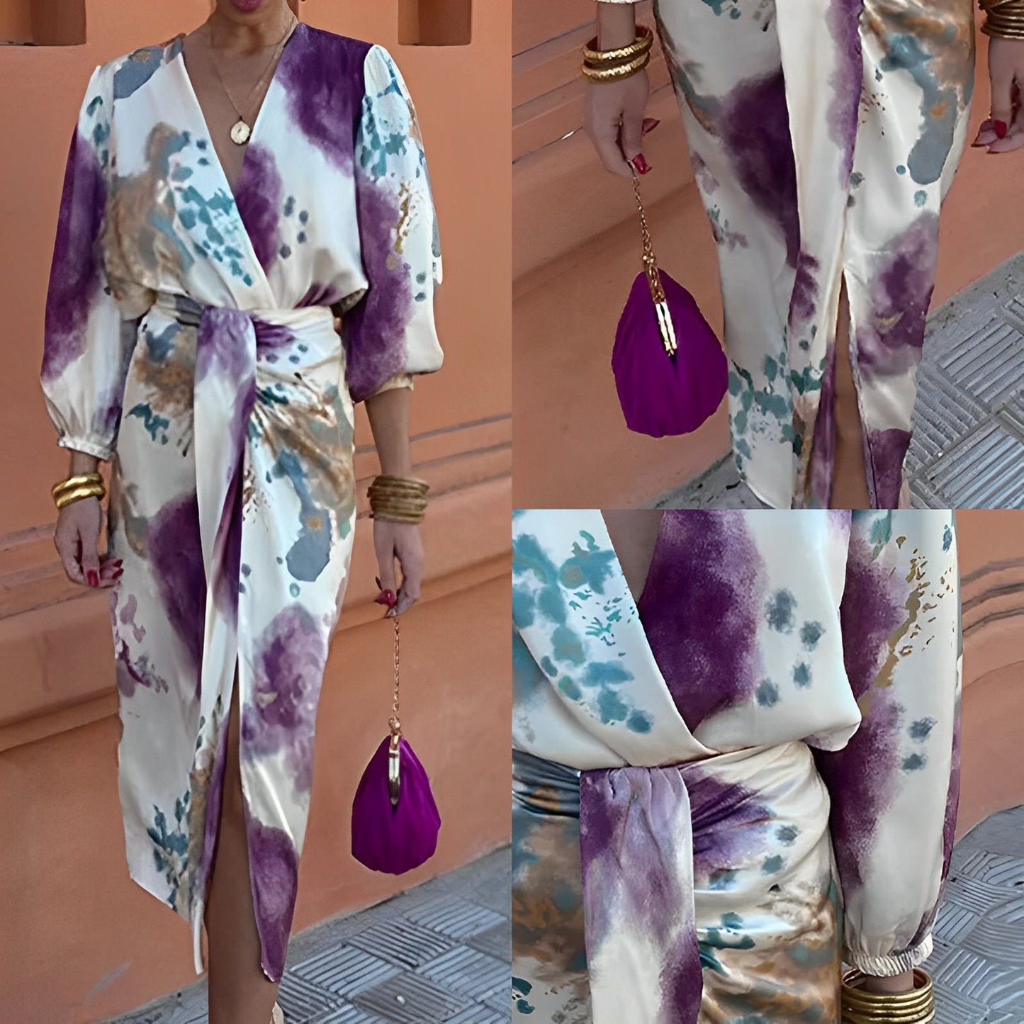 Jazmyn - Elegancka sukienka z dekoltem w serek