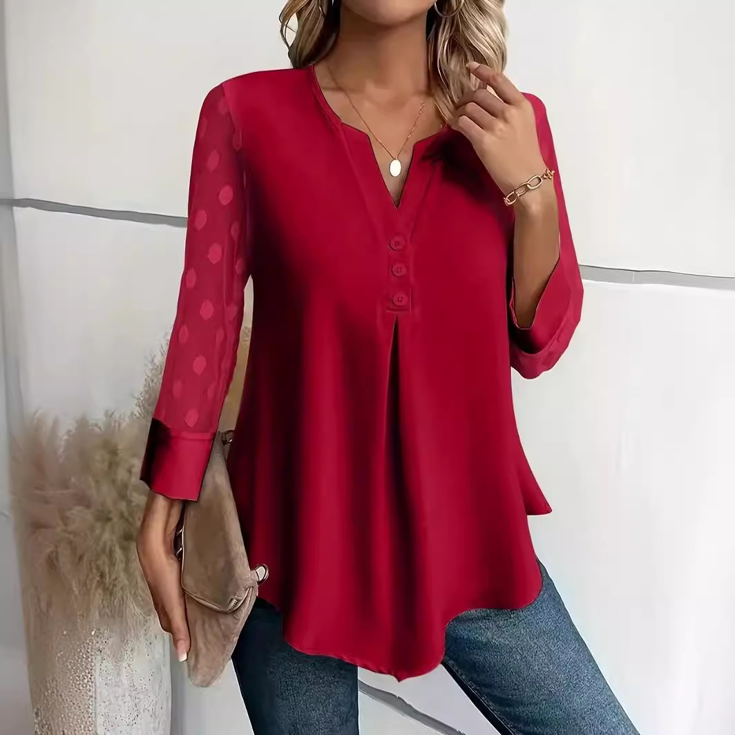Hannah - Elegancka bluzka z siateczki z długim rękawem dla kobiet