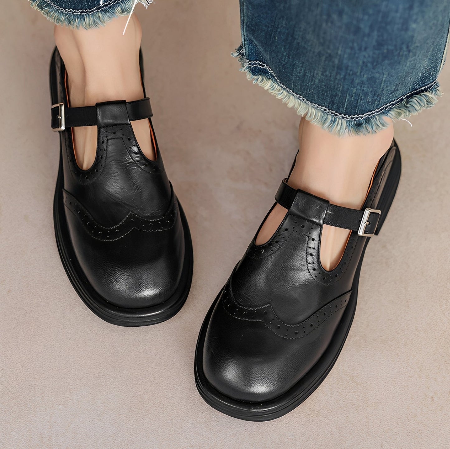 Erika - Retro-buty z grubej skóry dla kobiet