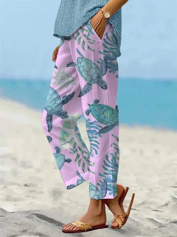 Sandra - Luźne luźne spodnie plażowe dla kobiet