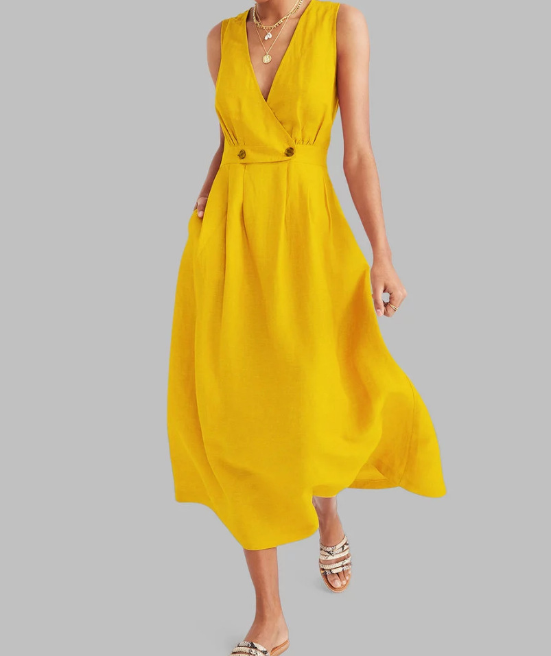 Damska lniana sukienka bez rękawów