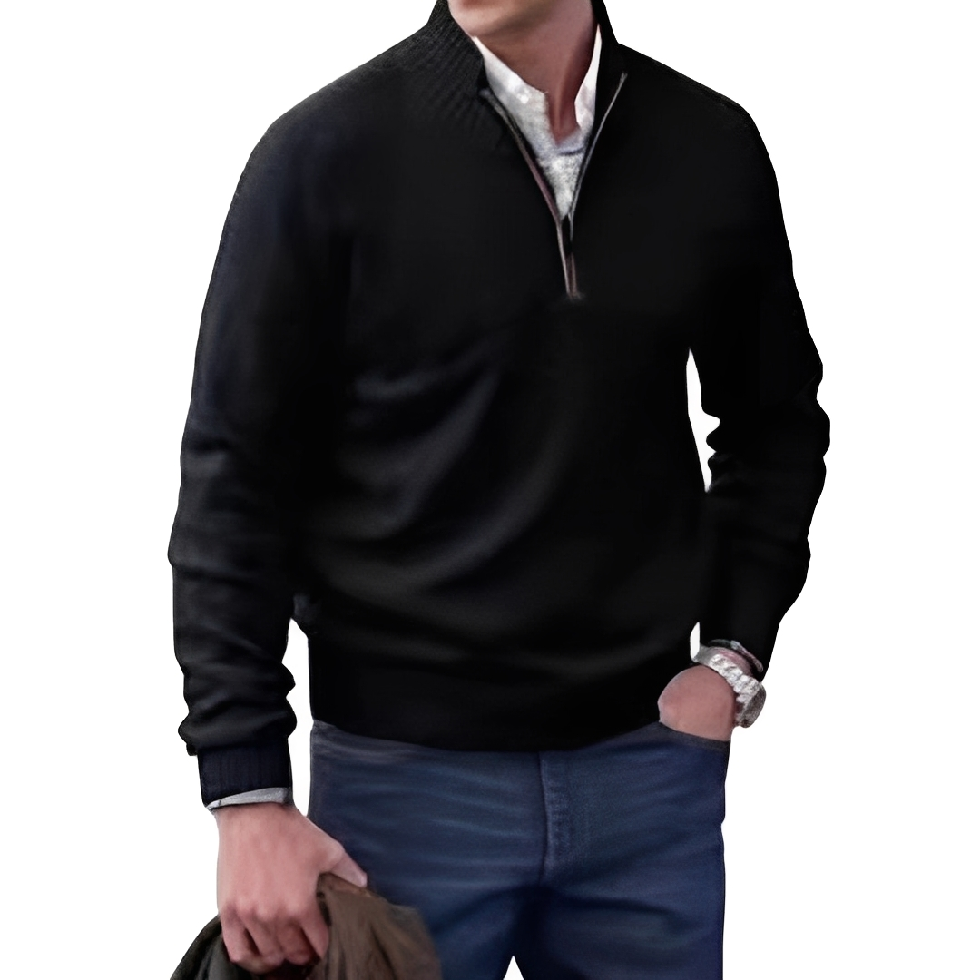 Matéo - Sweter z dzianiny z połowym zamkiem dla mężczyzn