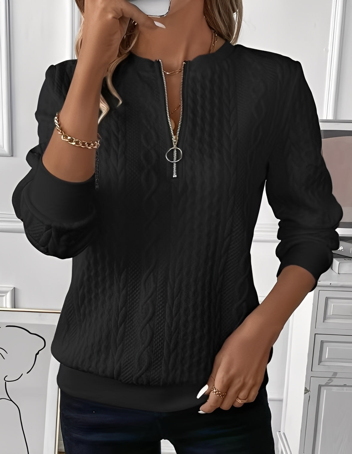 Davida - Stylowy, miękko pikowany sweter dla kobiet