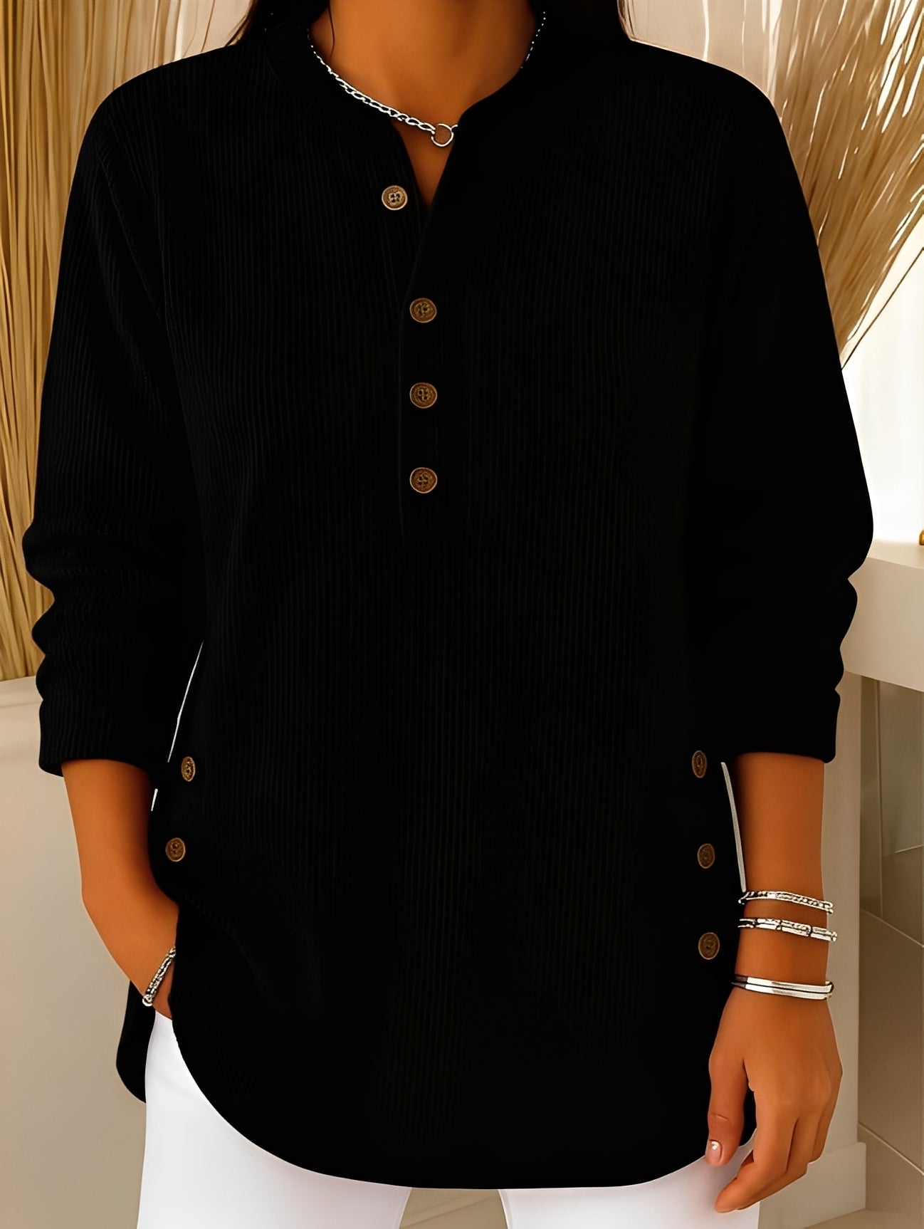 Jocelyn - Swobodny sweterek z guzikami dla kobiet