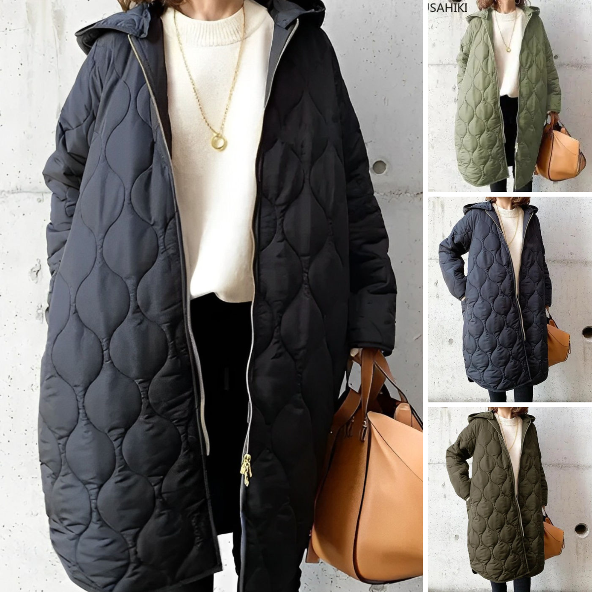 Karissa - Casualowa parka z kapturem w kratę