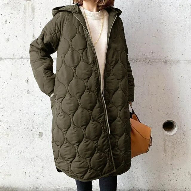 Karissa - Casualowa parka z kapturem w kratę
