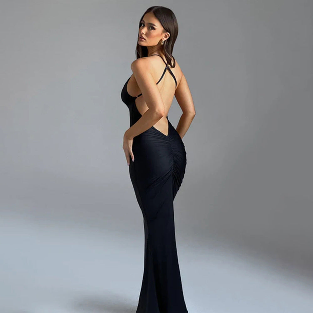 Kolleen - Elegancka długa sukienka z odkrytymi plecami