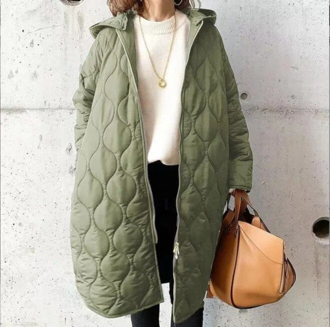 Karissa - Casualowa parka z kapturem w kratę