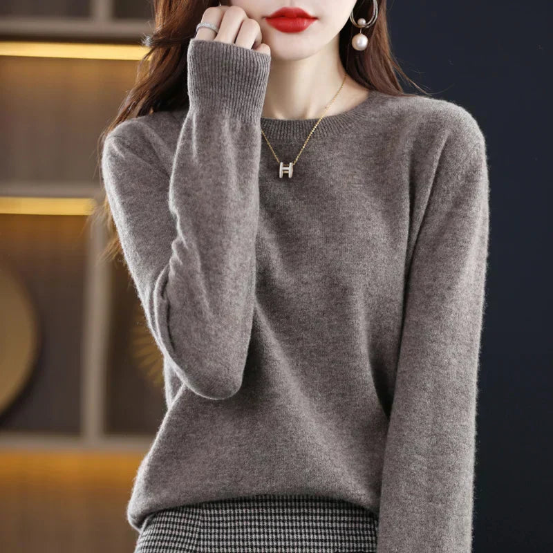 Stefani - Sweter z kaszmiru z okrągłym dekoltem