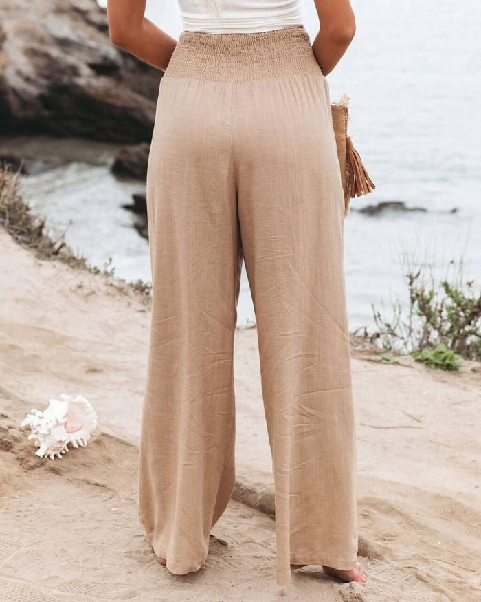 Quinley - Lniane spodnie z stretch
