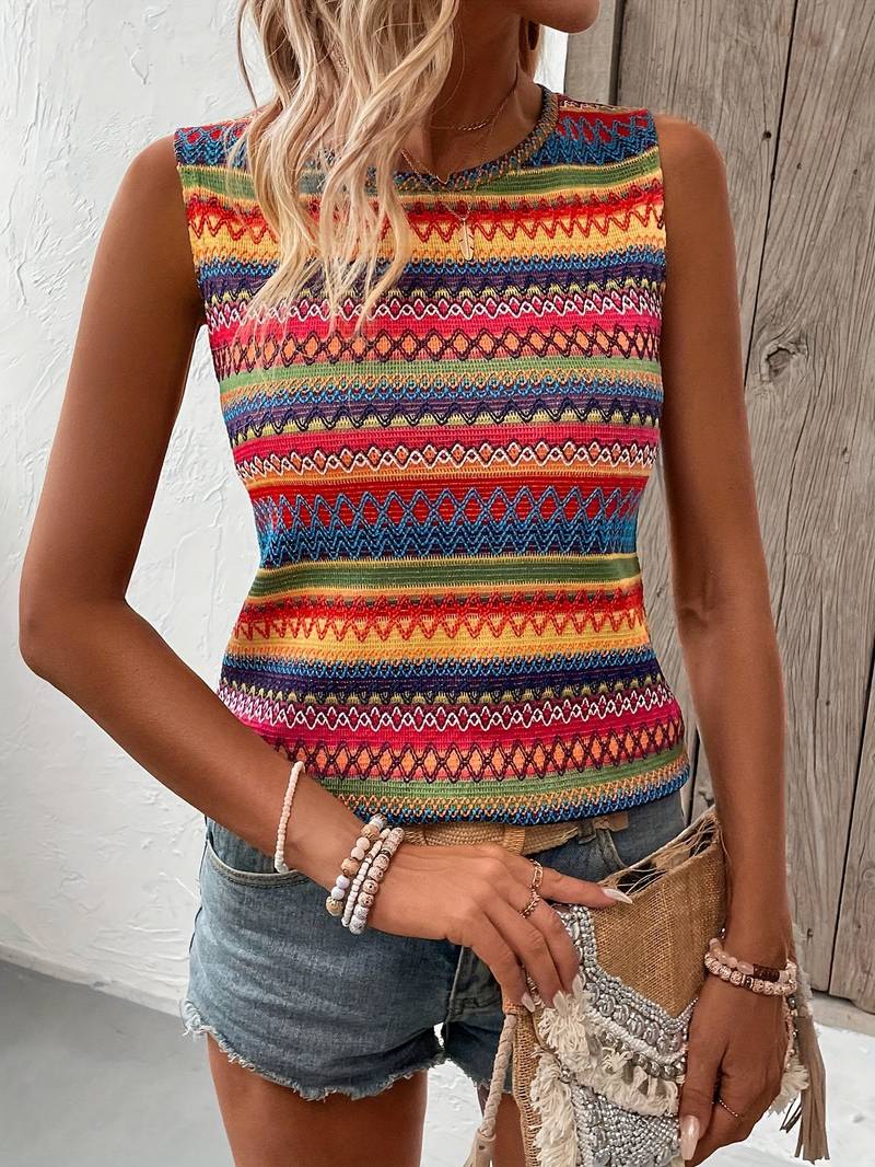 Corrina - Bluzka w paski w stylu boho dla kobiet