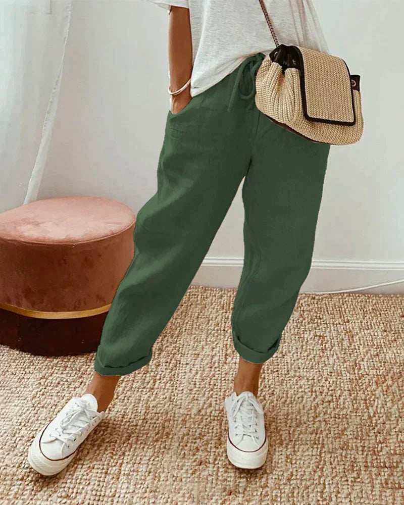 Gigi - Luźne stylowe lniane spodnie