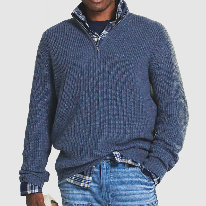 Constantine - męski kaszmirowy sweter business casual z zamkiem błyskawicznym