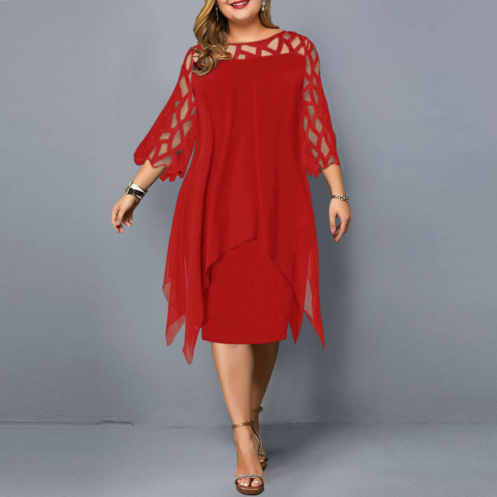Cathryn - Elegancka midi sukienka w większym rozmiarze