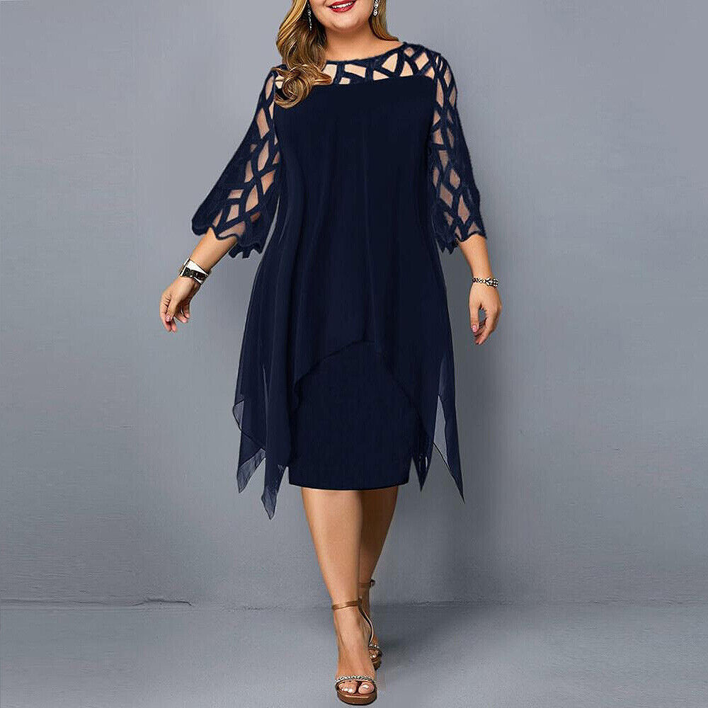 Cathryn - Elegancka midi sukienka w większym rozmiarze