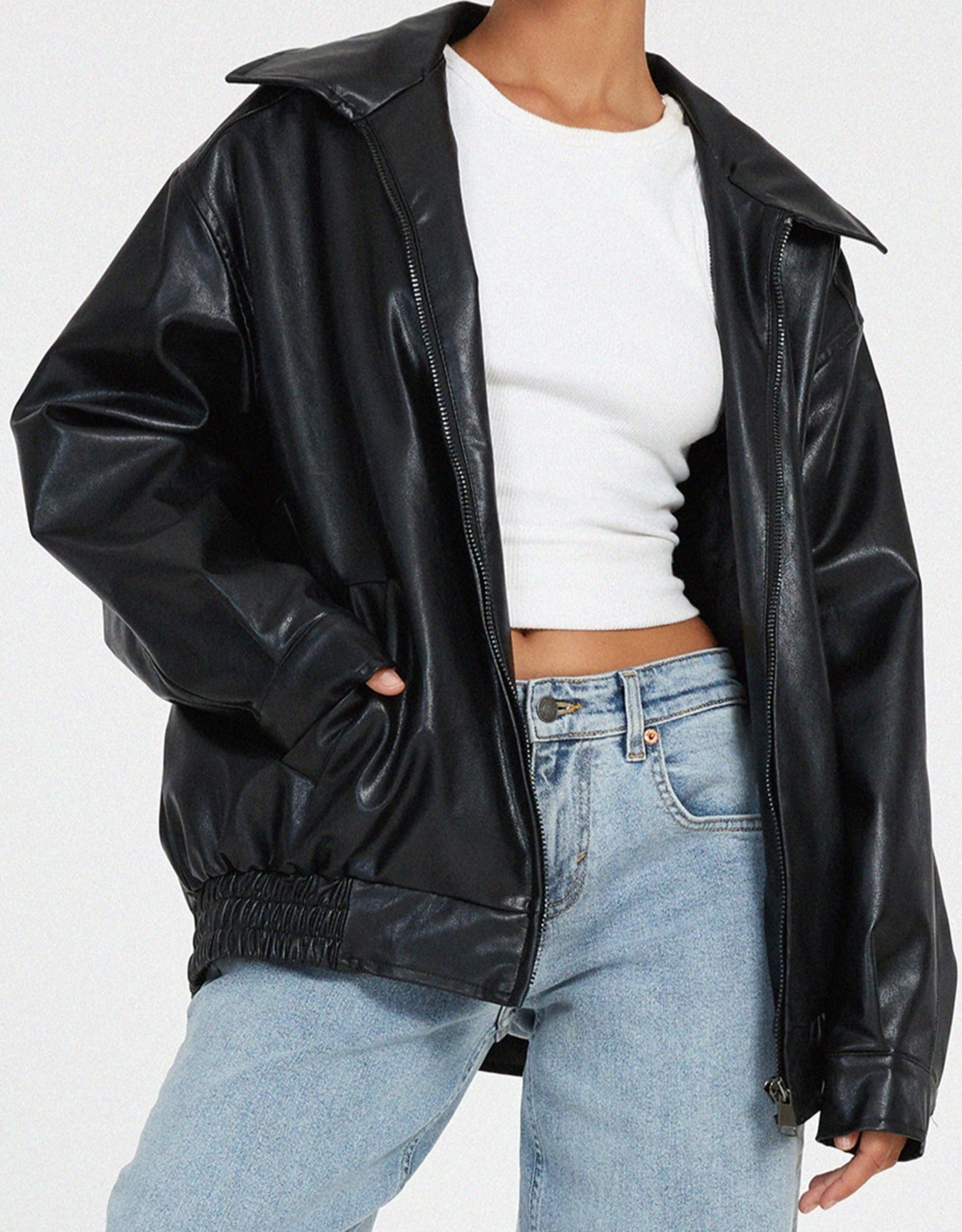 Sophia - Casualowa kurtka skórzana oversize