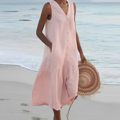 Sabryna - Prosta lniana sukienka na lato