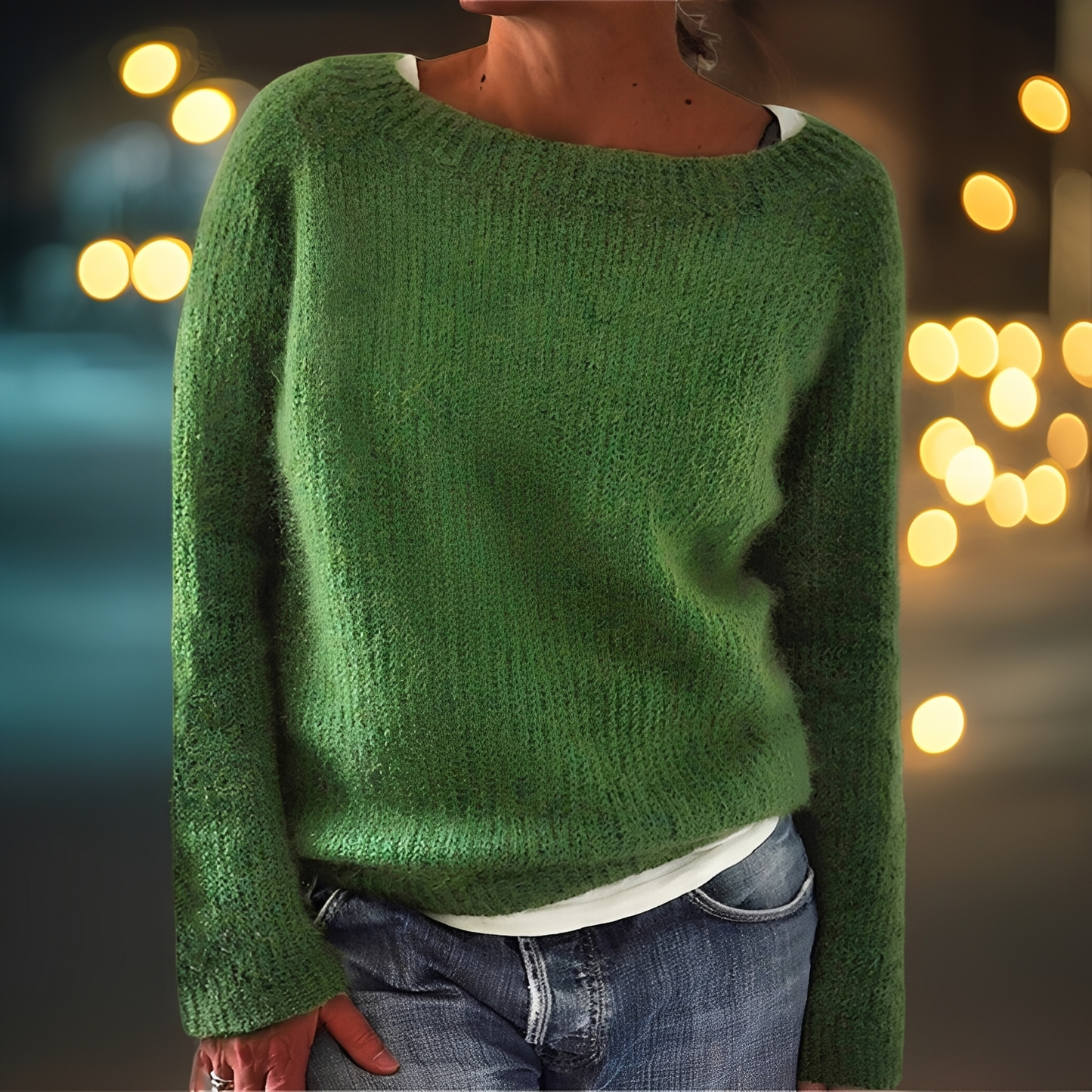 Abeeha - Sweter oversize w kolorze jodły dla kobiet