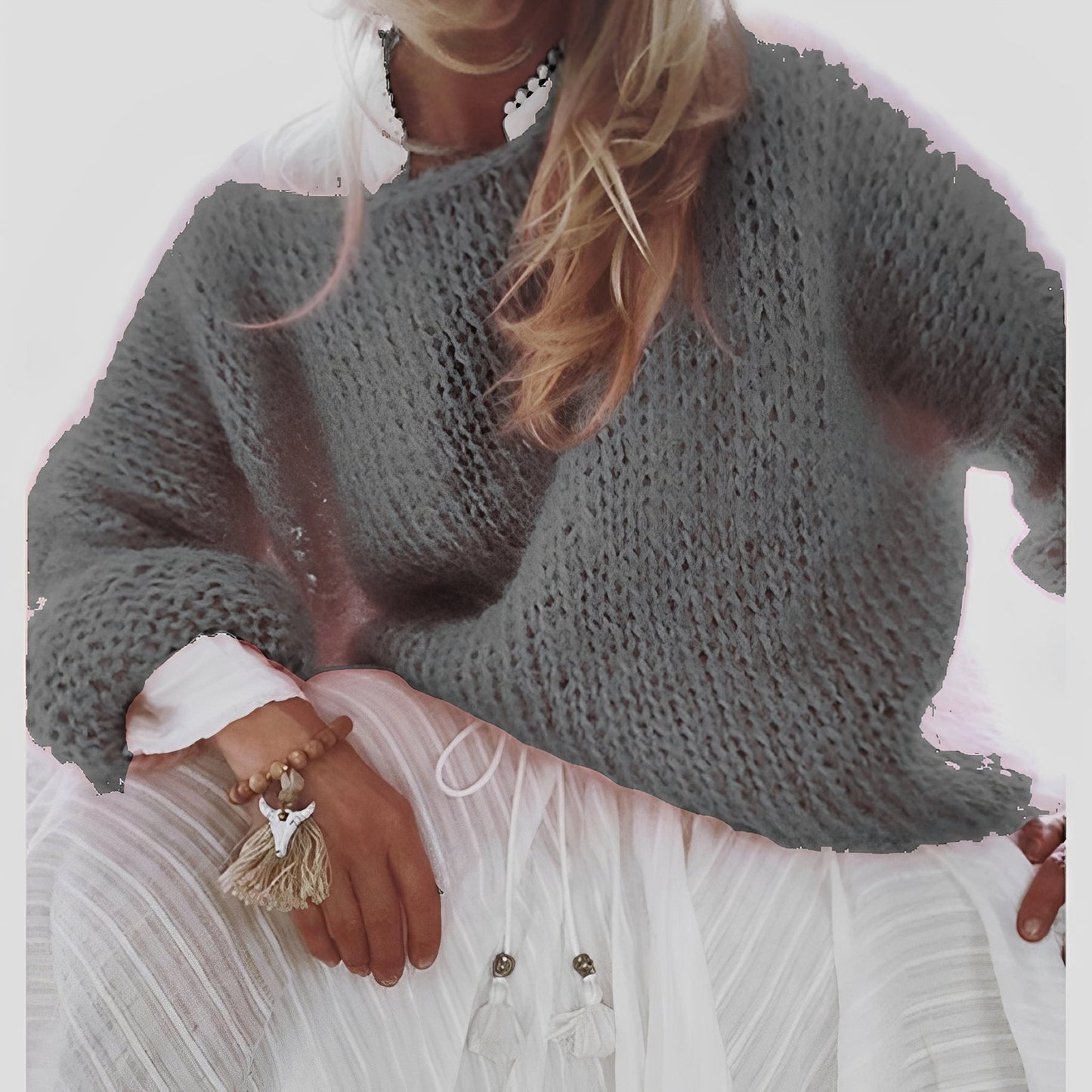 Caroline - Ciepły, luźno dziergany sweter dla kobiet