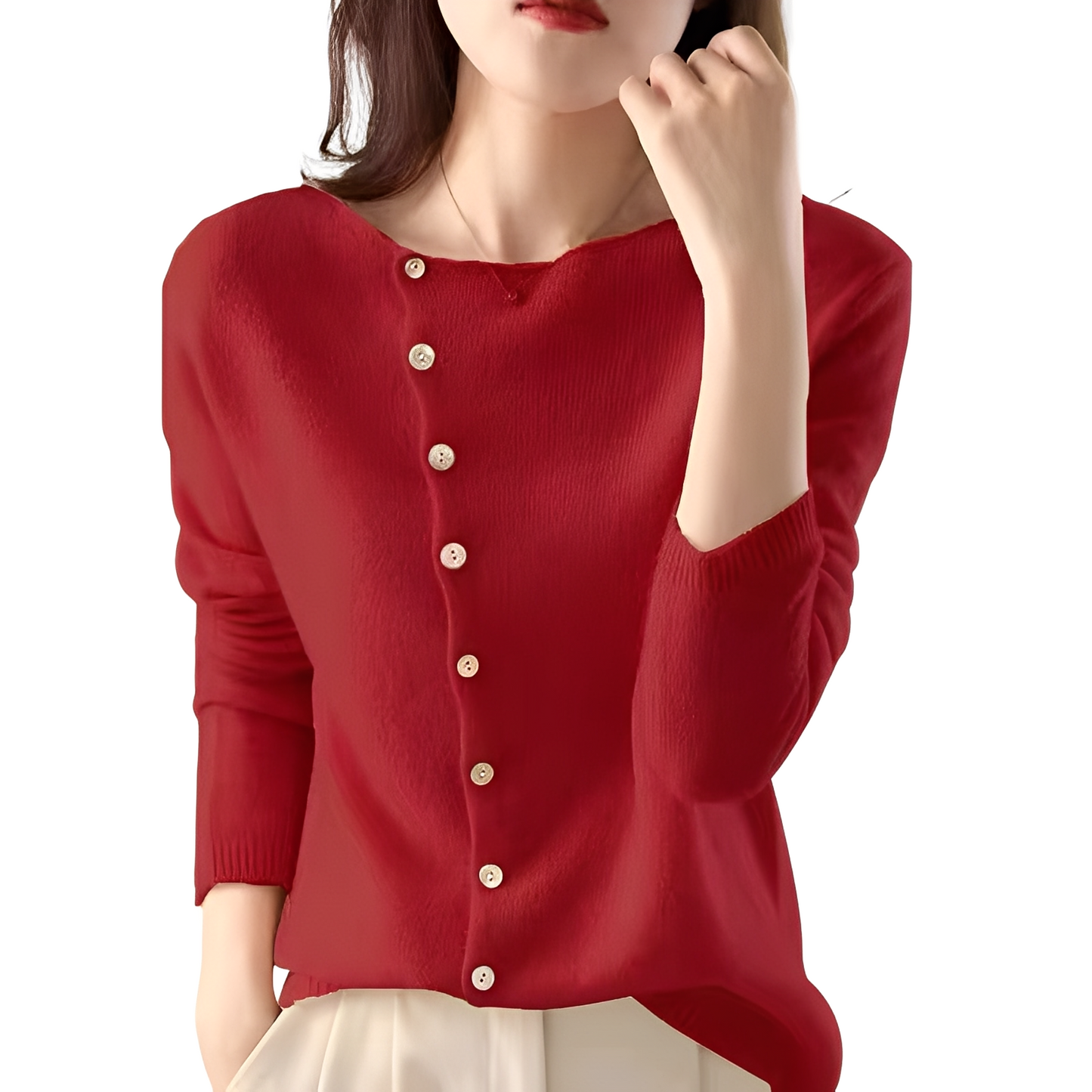 Joann - Stylowy, lekki sweter z guzikami dla kobiet