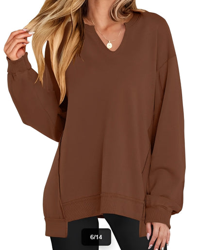 Maggie - Swobodny pasiasty sweter z dekoltem V dla kobiet