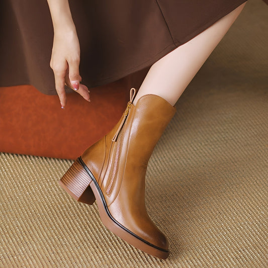 Connie - Stylowe botki z grubym obcasem dla kobiet
