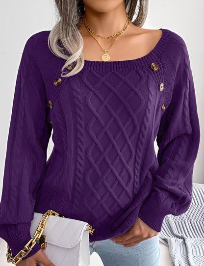 Sally - Stylowy sweter z dzianiny z guzikami dla kobiet