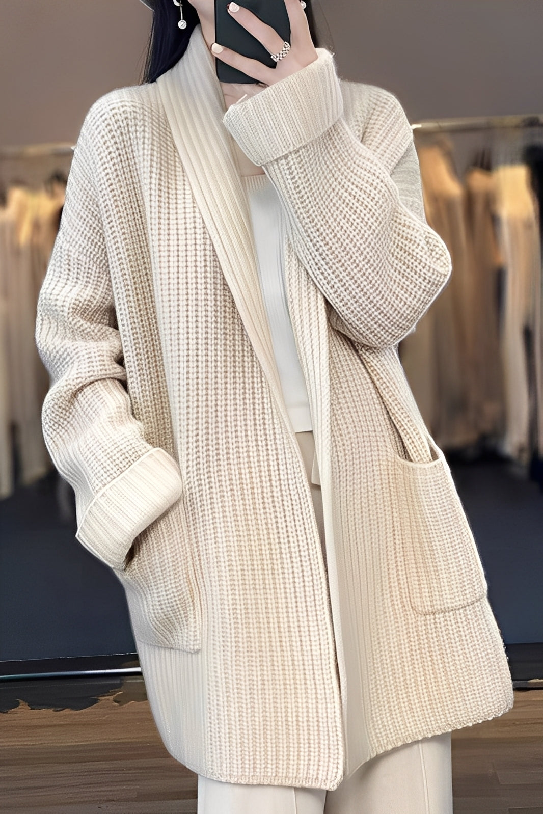 Suzanna - Elegancki długi kardigan dla kobiet