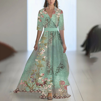 Cherise - Modna długa sukienka w kwiaty