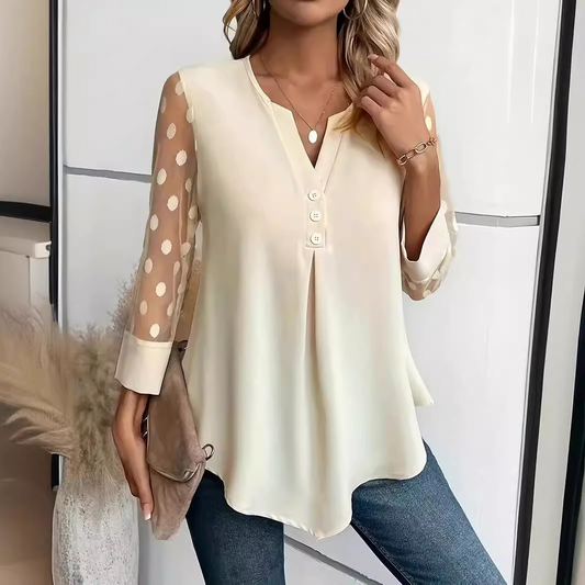 Hannah - Elegancka bluzka z siateczki z długim rękawem dla kobiet