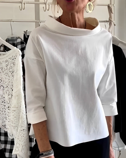 Orinda - Elegancki top damski z półkołnierzykiem