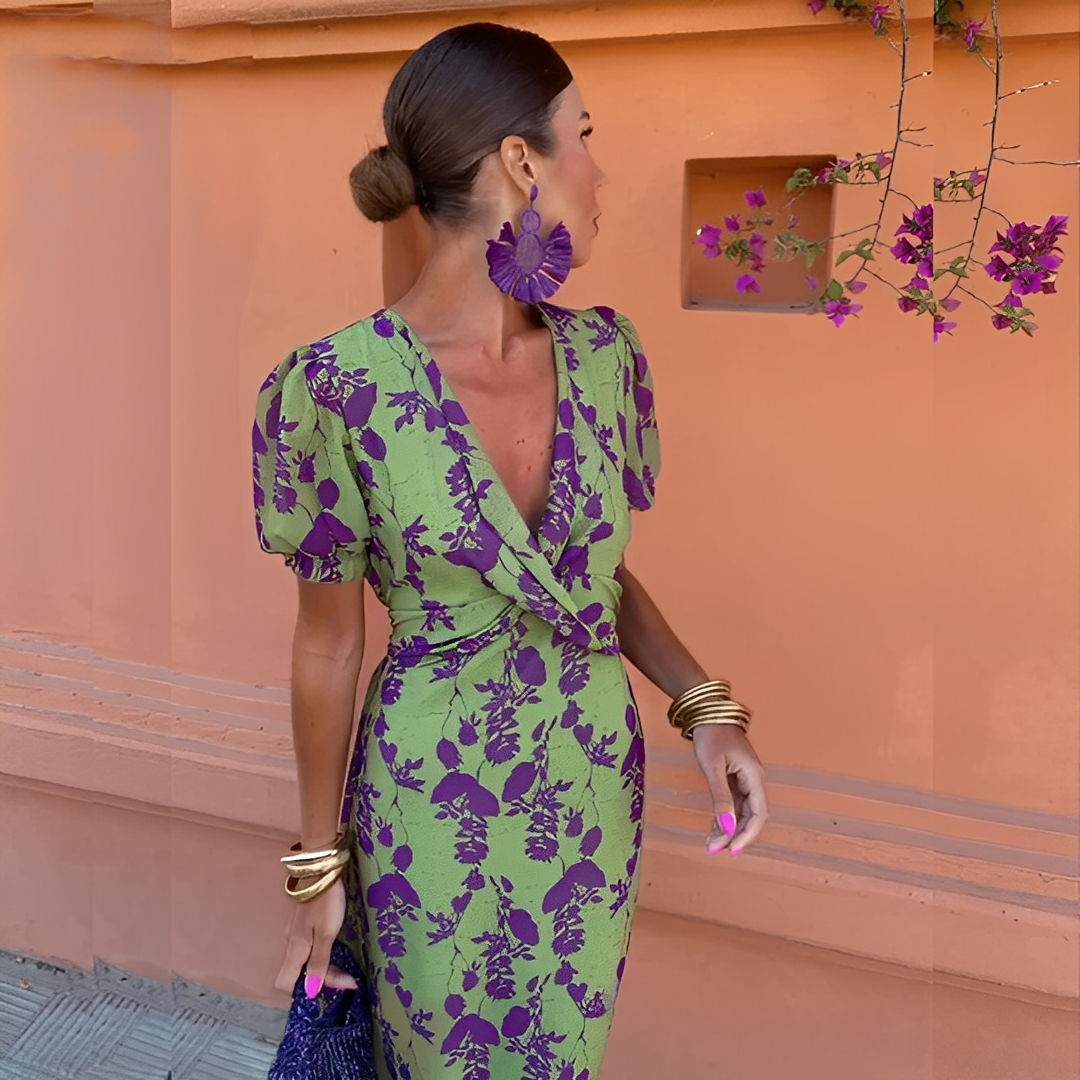 Aglaé - Sukienka elegancka w kwiaty dla kobiet