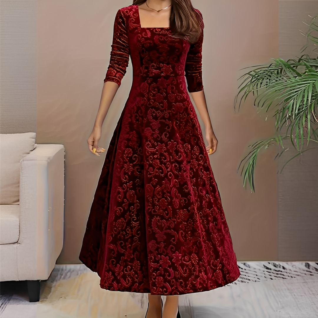 Malvina - Elegancka sukienka z kwadratowym dekoltem dla kobiet