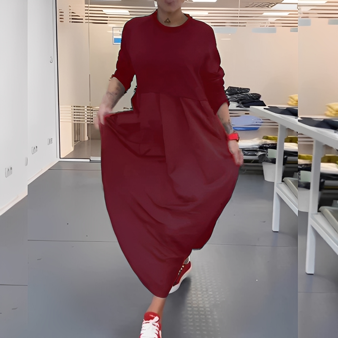 Gisèle - Sukienka codzienna z okrągłym dekoltem dla kobiet