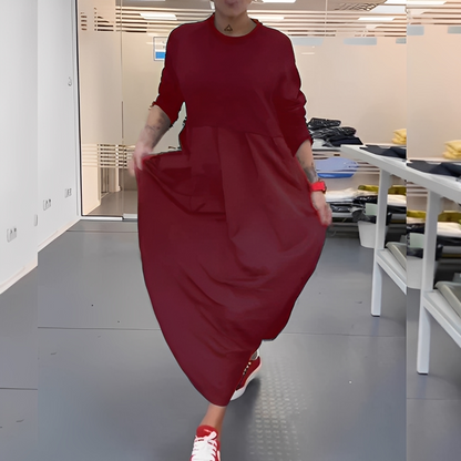 Gisèle - Sukienka codzienna z okrągłym dekoltem dla kobiet