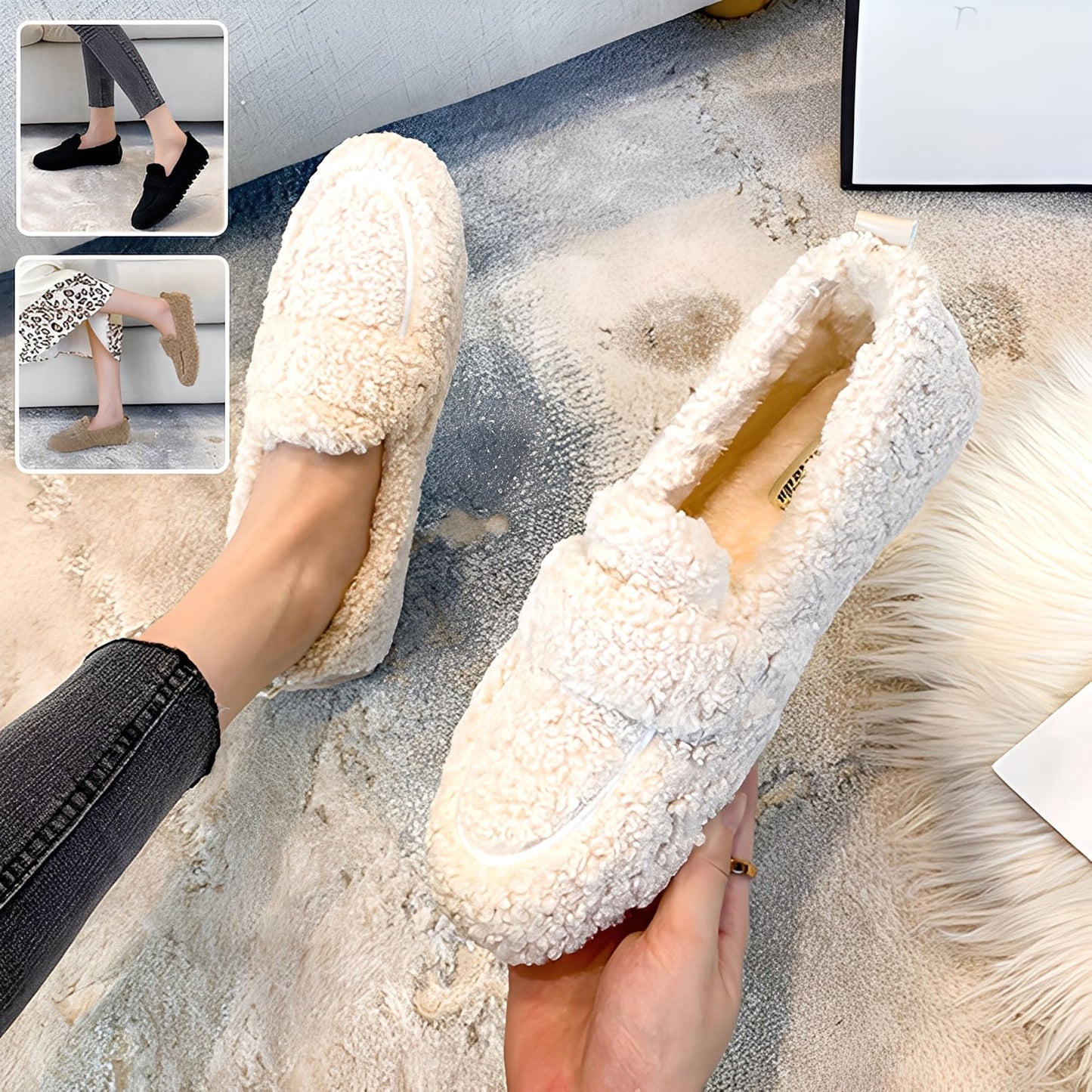 Mara - Damskie zimowe mokasyny z ociepleniem