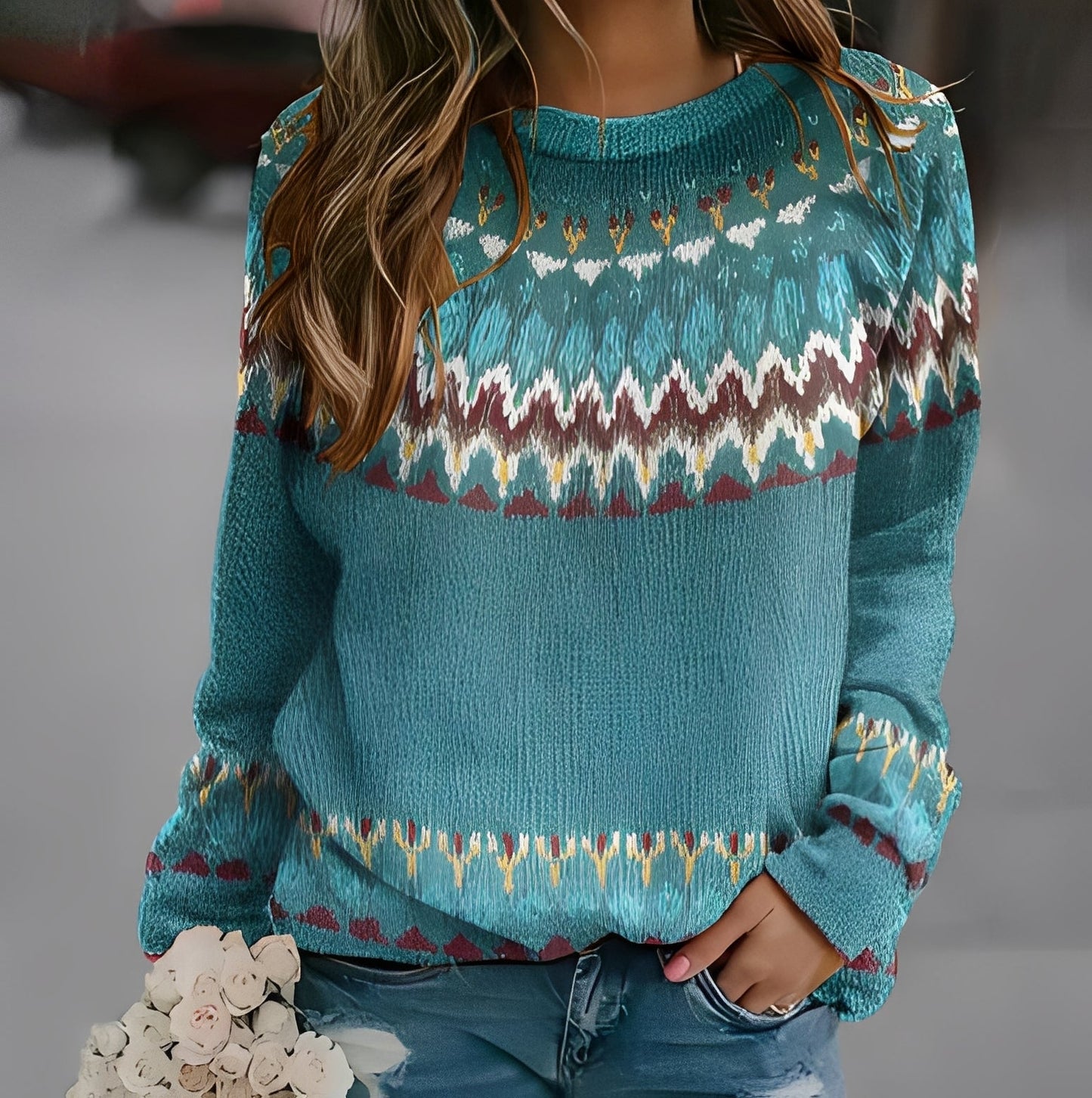 Madalyn - Stylowy sweter z nadrukiem dla kobiet