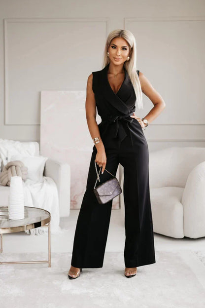 Kombinezon bez rękawów – elegancki krój z luksusową tkaniną